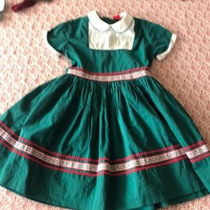 Vintage FairChild girls cotton dress with pleating and crinoline. Tons of detail